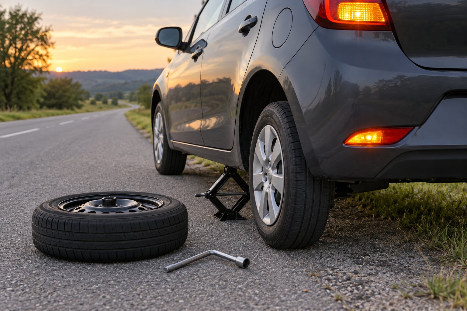 how to change a flat tire on the side of the road