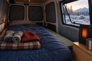 how to stay warm sleeping in a van