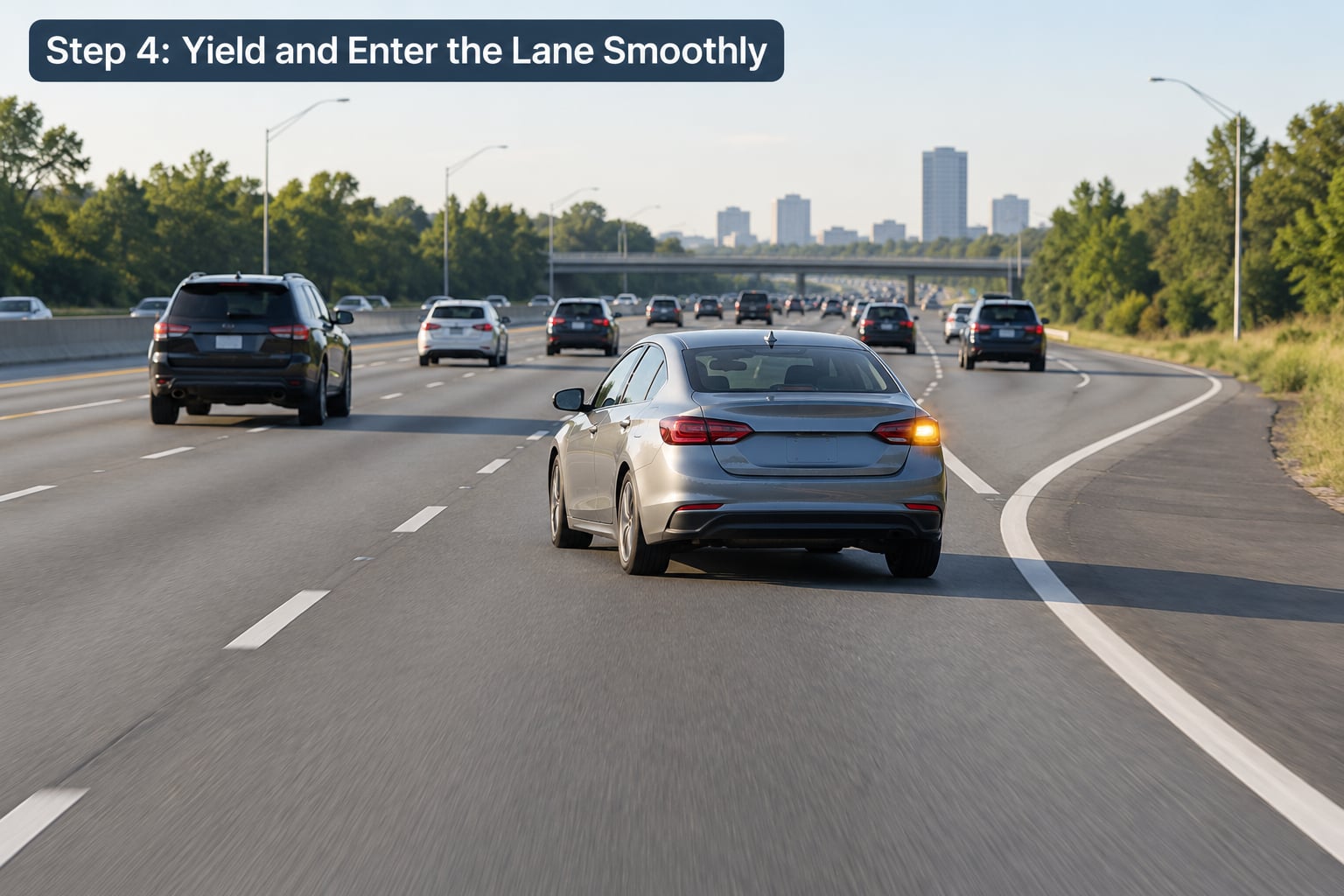 Step 4: Yield and Enter the Lane Smoothly