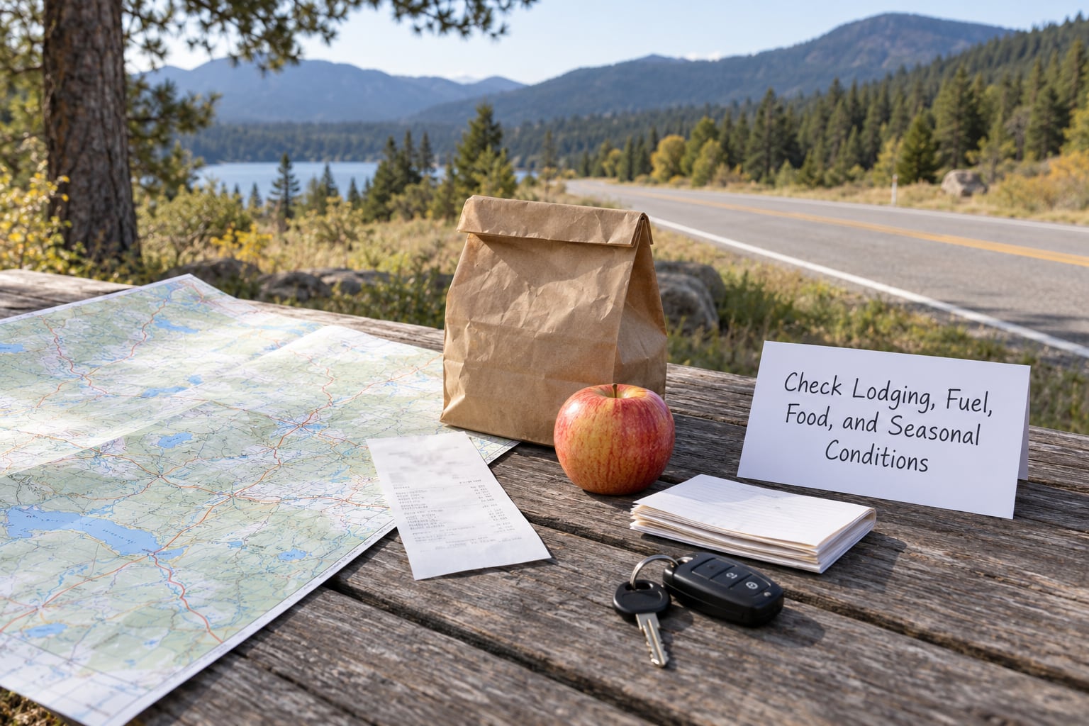 Check Lodging, Fuel, Food, and Seasonal Conditions