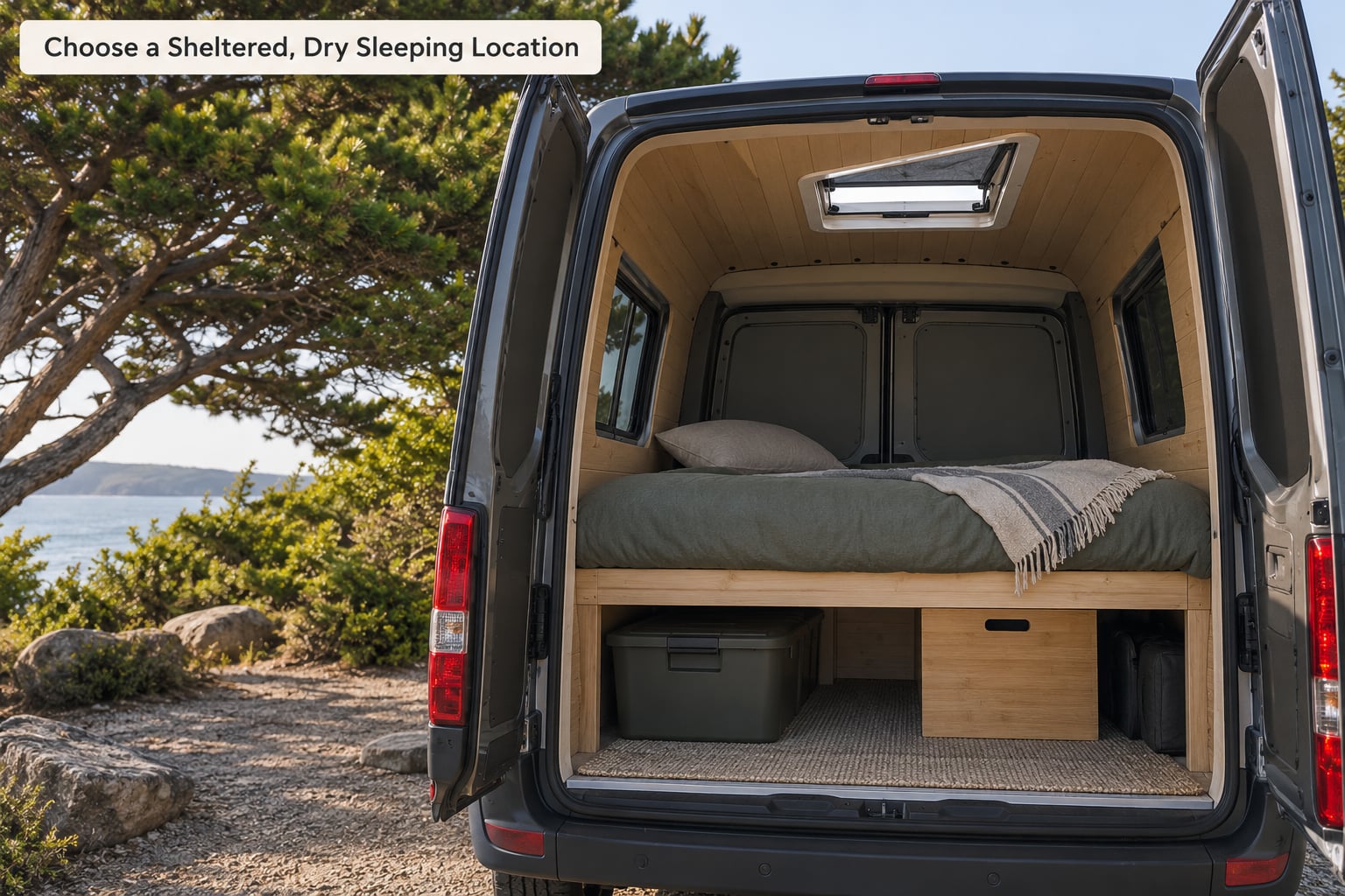 Choose a Sheltered, Dry Sleeping Location